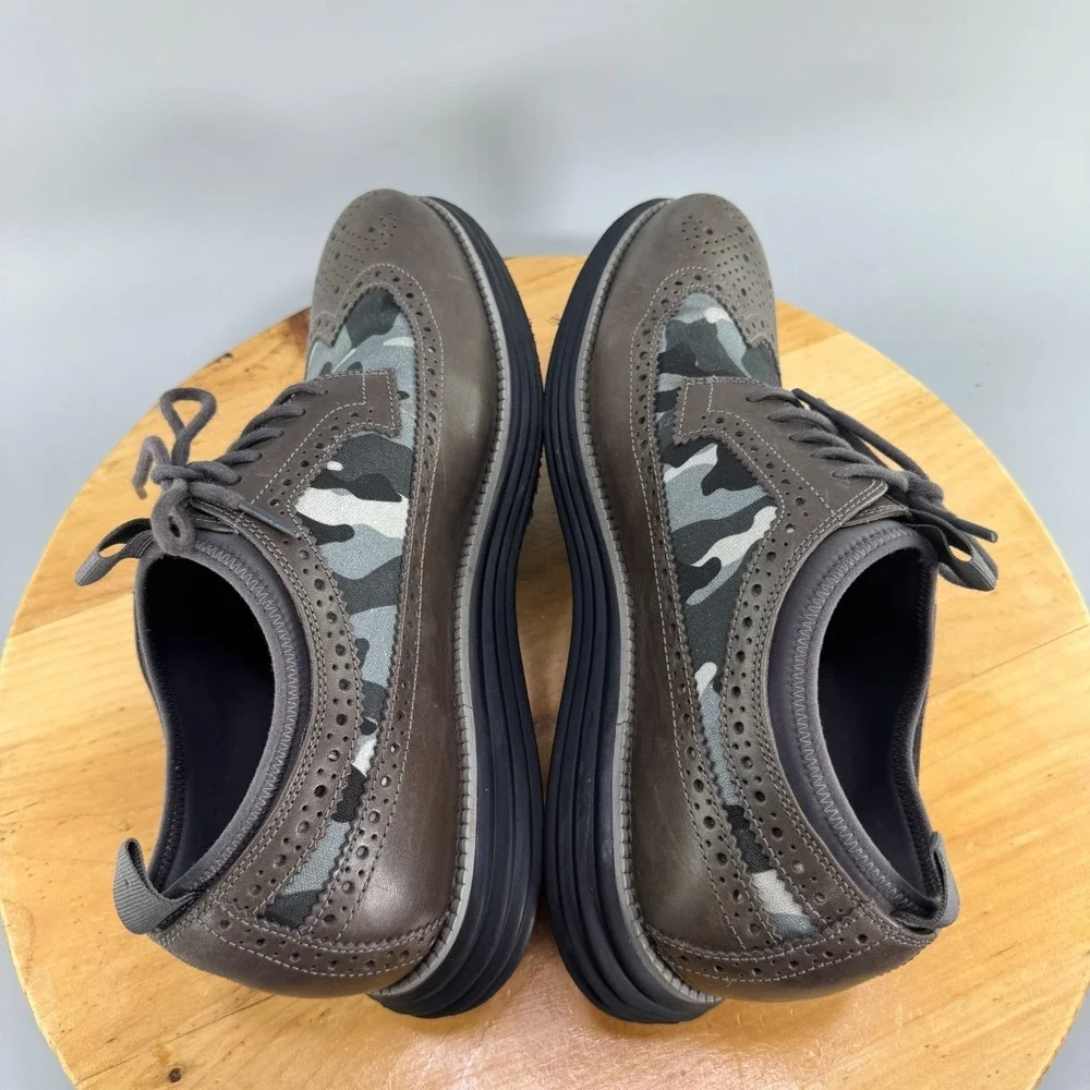 Cole Haan OriginalGrand Mens Size 12 Longwing Oxfords Brown Camo Leather Shoes